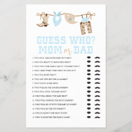 Pastell Cowboy Baby Shower-spel Flygblad