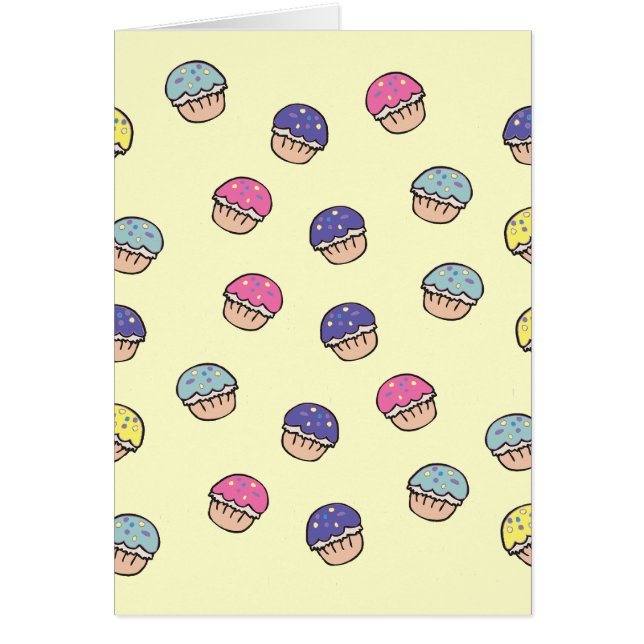 Pastell Cupcake-mönster Hälsningskort (Framsidan)