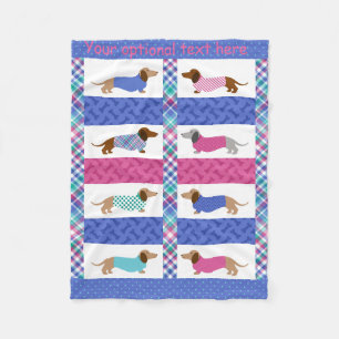 Pastell Dachshund Quiltad Mönster Fleecefilt