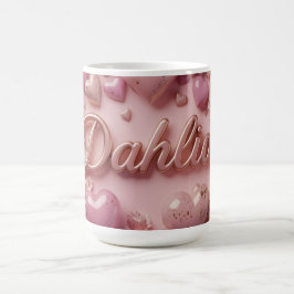 Pastell Dahlia Blom Konst med Hjärtan Kaffemugg