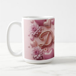 Pastell Dahlia Blom Konst med Hjärtan Kaffemugg