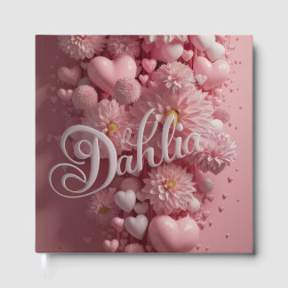 Pastell Dahlia Blommig Väggkonst med Hjärtan Gästböcker