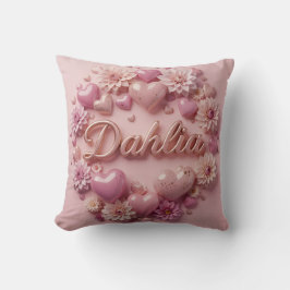 Pastell Dahlia Blomsterkonst med Hjärtan Kudde