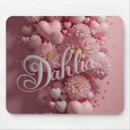 Pastell Dahlia Blomsterkonst med Hjärtan Musmatta
