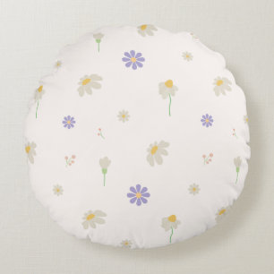 Pastell Daisy Blommönster Rund Kudde