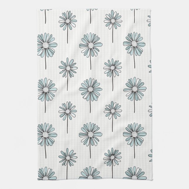 Pastell Daisy Linje Konst Rand Kökshandduk (Vertikal)