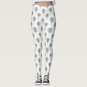 Pastell Daisy Linje Konst Rand Leggings