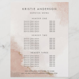 Pastell Dammrosa & Guld Prissättning & Tjänster Reklamblad