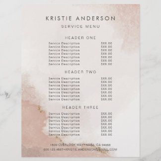 Pastell Dammrosa & Guld Prissättning & Tjänster Reklamblad