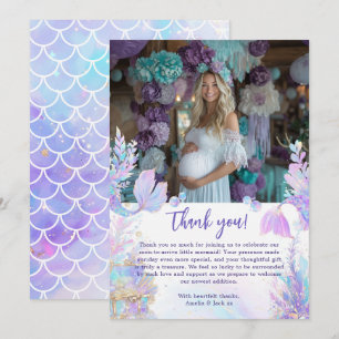 Pastell Den lilla sjöjungfrun Baby Shower Tacksamh Inbjudningar