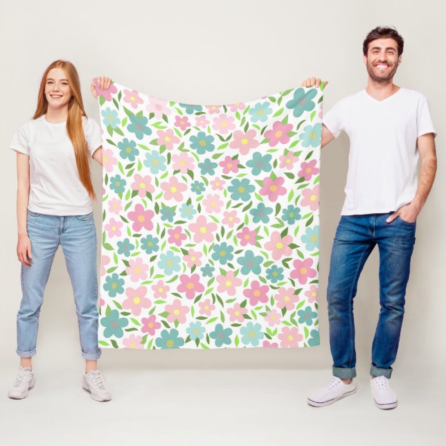 Pastell Ditsy Blommig Shabby Chic Coquette Fleecefilt (På plats)