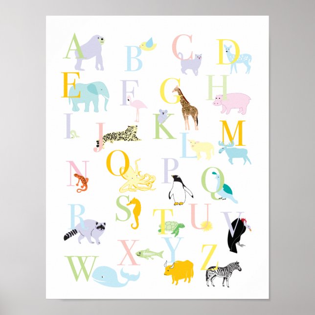 Pastell Djur ABC Tryck (Framsidan)