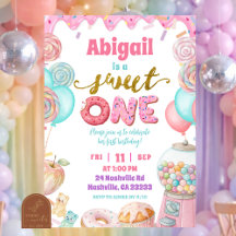 Pastell Donut SweetOne Första Födelsedagsinbjudan