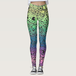 Pastell Doodle Mönster Leggings