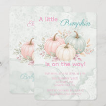 Pastell En Liten Pumpa Är På Väg Baby Shower 