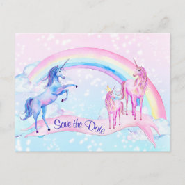 Pastell Enhörning Baby Shower Spara Datum Postkort Vykort