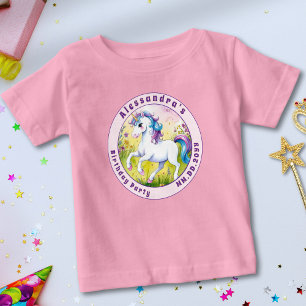 Pastell Enhörning Magisk Anpassad Födelsedag T Shirt