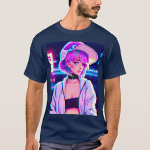 Pastell Estetisk Anime Flicka Synthwave Anime Flic T Shirt