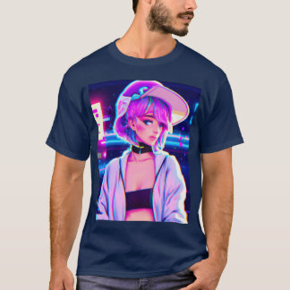 Pastell Estetisk Anime Flicka Synthwave Anime Flic T Shirt
