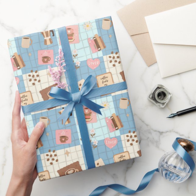 Pastell Estetisk Lapptäcke Sömlöst Mönster Wrappi Presentpapper (Gifting)