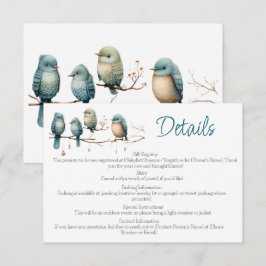 Pastell Fågel Baby Shower Detaljer Kortinsats Tilläggskort