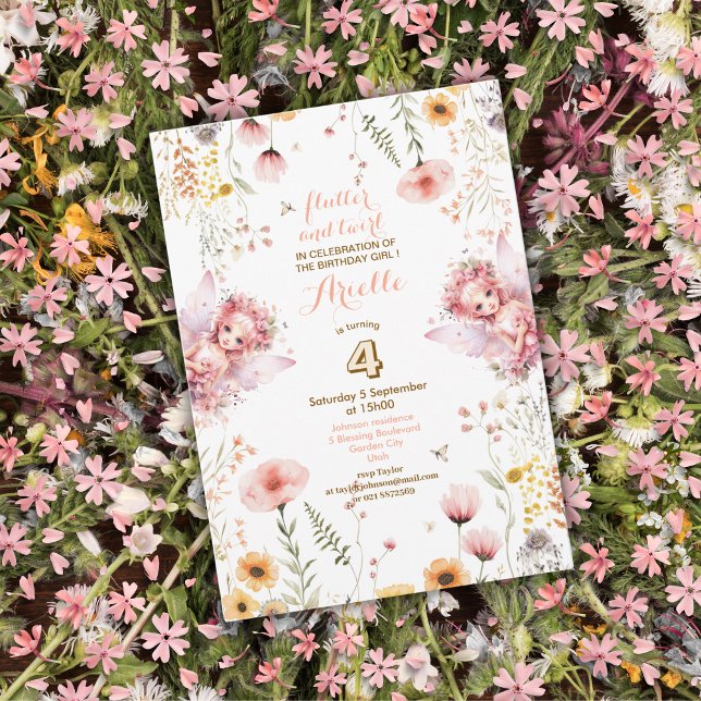 Pastell Fågel blomster trädgård tebjudning födelse Inbjudningar (Skapare uppladdad)