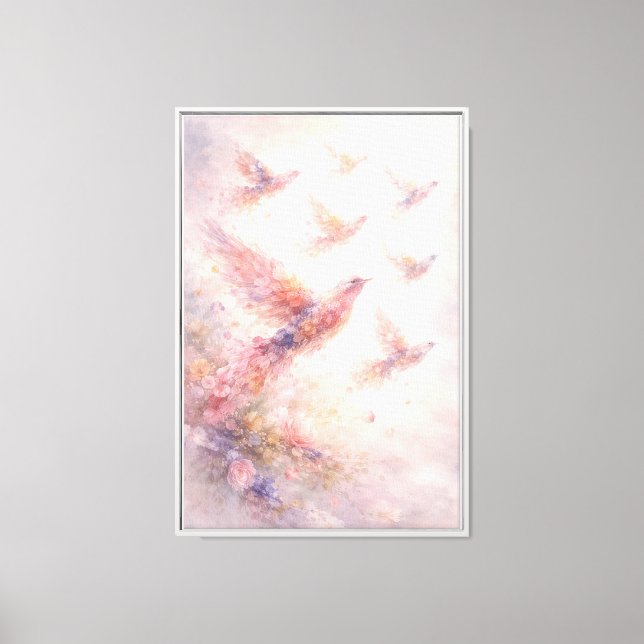 Pastell Fåglar i Flykt Canvastryck (Framsida)