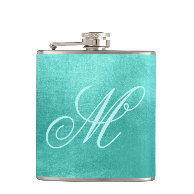 Pastell Fancy Monogram Blank Turkos Folie Fickplunta (Framsidan)