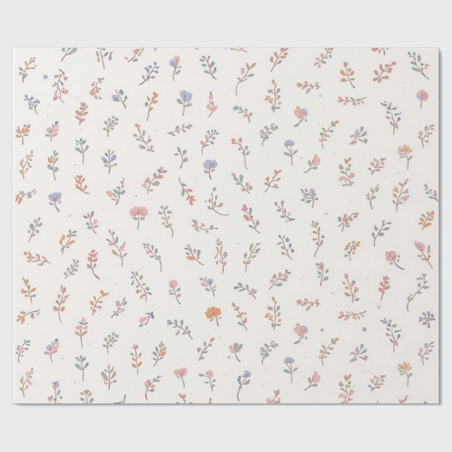 Pastell Färg Blommig Botanisk Inpackningspapper |  Presentpapper (Platt)