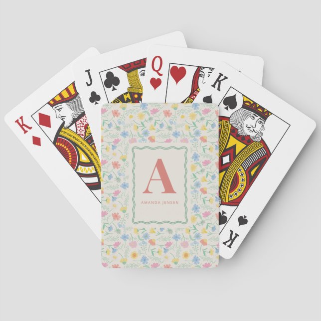Pastell Färg Blommig Personlig  Casinokort (Baksidan)
