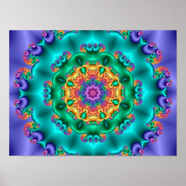 Pastell Färg Blomster Kalejdoskop Poster (Framsidan)
