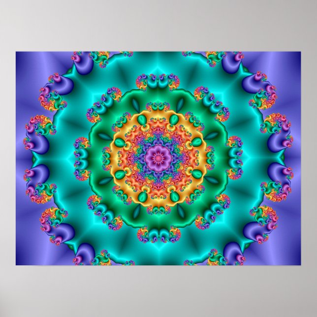 Pastell Färg Blomster Kalejdoskop Poster (Framsidan)