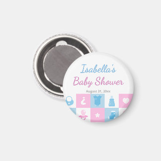 Pastell Färg Små Ikoner Baby Shower & Köns Avslöja Magnet