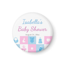 Pastell Färg Små Ikoner Baby Shower & Köns Avslöja