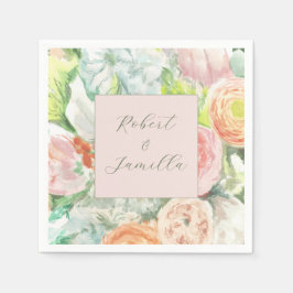 Pastell Färg Vattenfärg Blommig Pappersservett