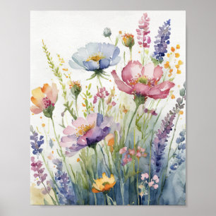 Pastell Färg Vattenfärg Blommor Poster