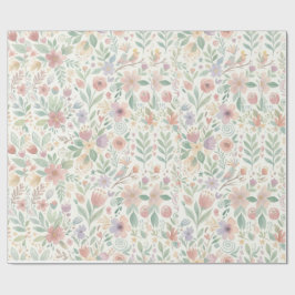 Pastell Färgad Blommig Inpackningspapper Presentpapper