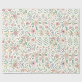 Pastell Färgad Blommig Inpackningspapper Presentpapper