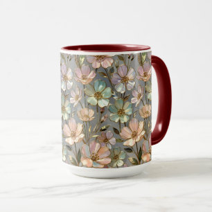 Pastell Färgad Blommig Mugg Elegant Botanisk Kaffe
