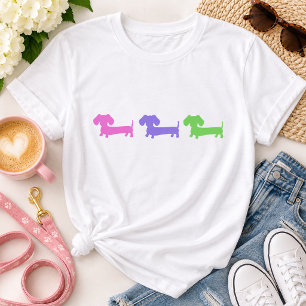 Pastell Färgad Trippel Dackel T-shirt för Doxie Mo