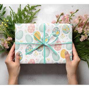 Pastell Färgade Påskägg Blommönster - Sött Vårtema Presentpapper