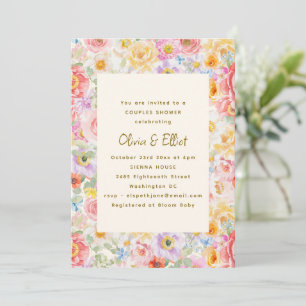 Pastell Färgade Vattenfärg Blommor Söta Par Baby S Inbjudningar