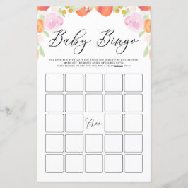 Pastell Färger Persikor och Blommor Baby Shower Bi
