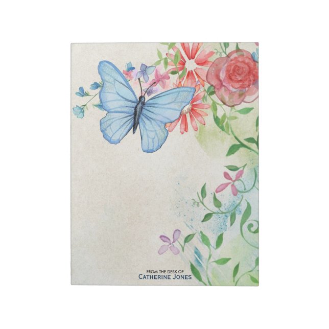 Pastell Färgpenna Blommor & Fjäril | Pergamentpapp Anteckningsblock (Roterad)