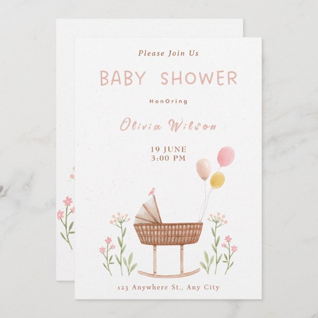 Pastell Färgrik Vattenfärg Illustrativ Inbjudningar (Fram/baksida)