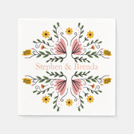 Pastell Feminint Blommigt Anpassat Namn Elegant Pappersservett