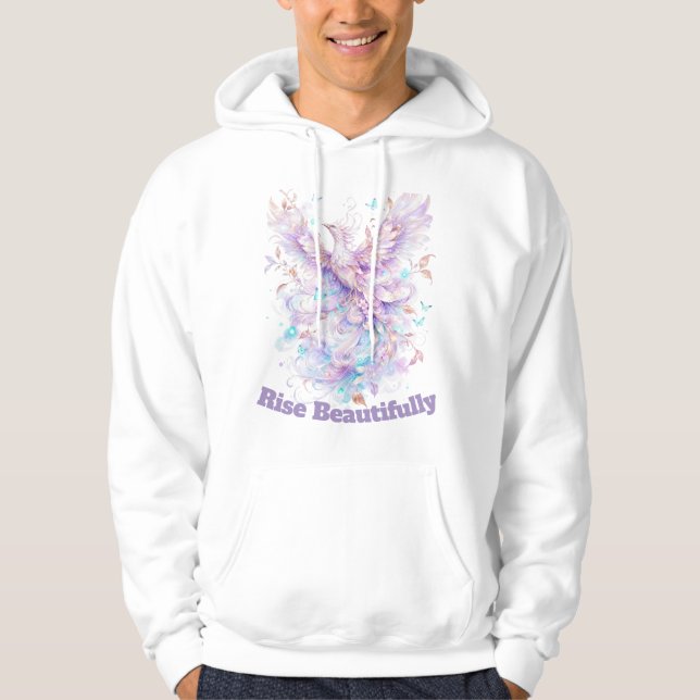 Pastell Fenixfågel | Eterisk Fantasy Vattenfärg Hoodie (Framsida)