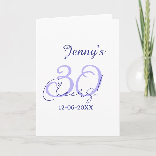 Pastell fester 30-årsdag lila elegant namn da kort (Framsida)
