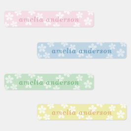 Pastell Fjäderblomma Anpassad Vattentät Namn Klistermärke