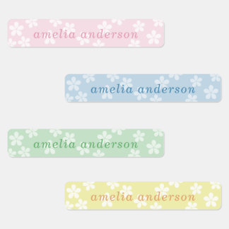 Pastell Fjäderblomma Anpassad Vattentät Namn Klistermärke